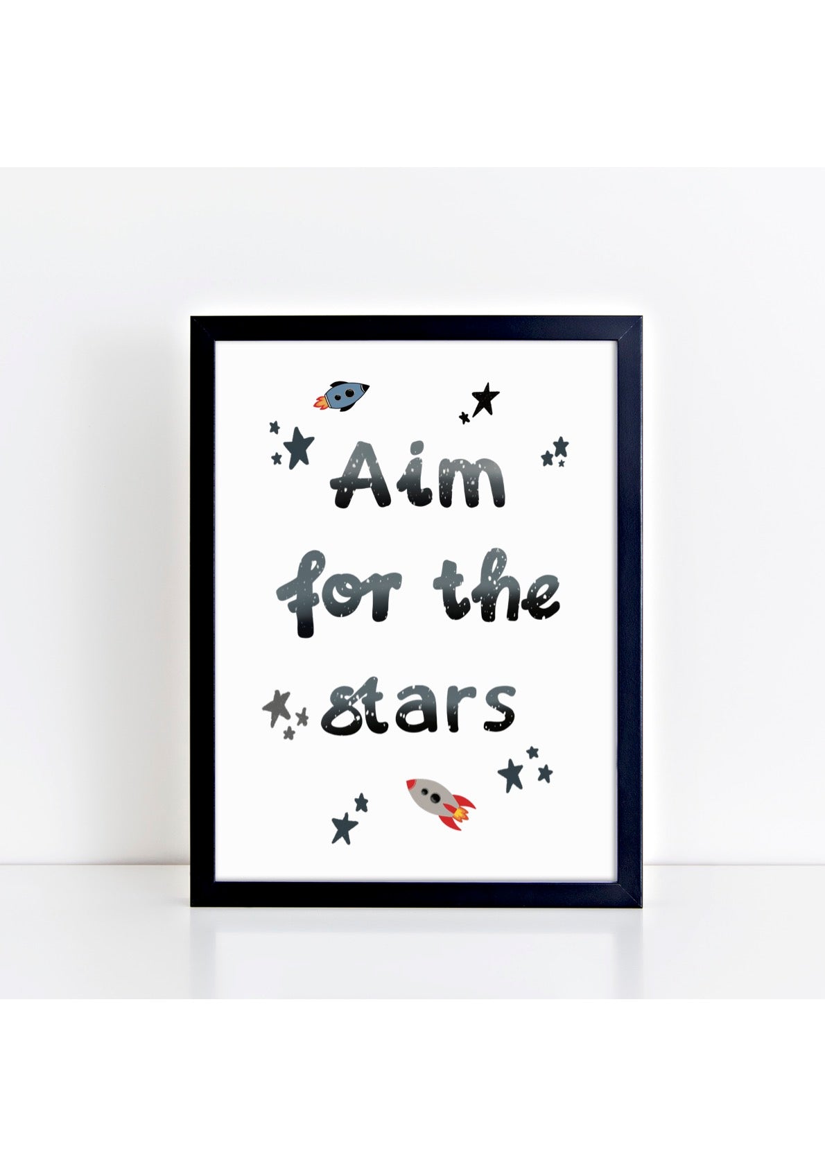 Aim for the Stars White Print