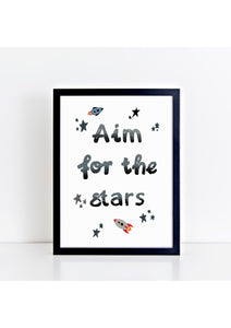 Aim for the Stars White Print