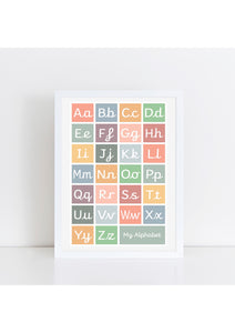 Handwriting Alphabet Print - muted (with lead-in lines)