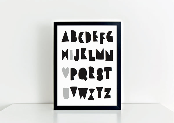 Alphabet Love Print - grey
