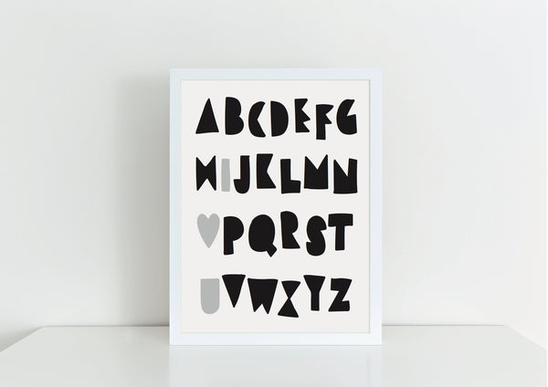 Alphabet Love Print - grey