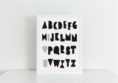 Alphabet Love Print - grey