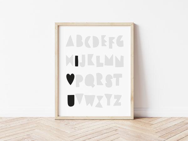 Alphabet Love Print - black