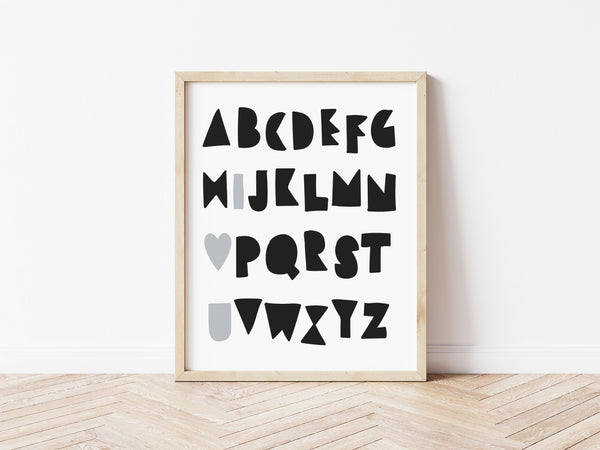 Alphabet Love Print - grey