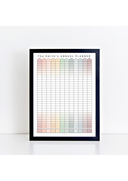 Personalised Perpetual Annual Wall Planner - Muted