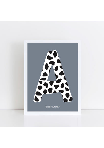 Dalmatian Spot Initial Print - stone