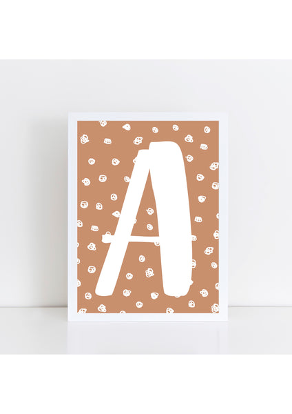 Spotty Initial Print - toffee
