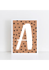 Spotty Initial Print - toffee