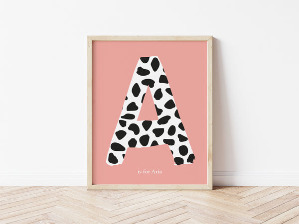 Dalmatian Spot Initial Print - coral