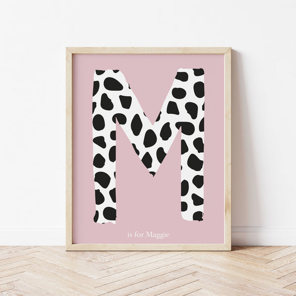 Dalmatian Spot Initial Print - dusky pink