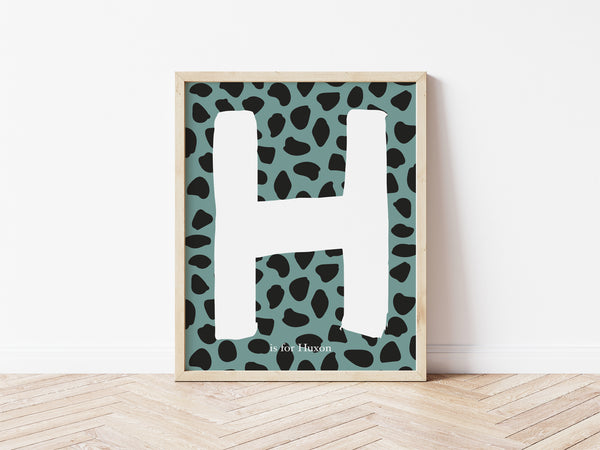 Dalmatian Spot Initial Print - green and black