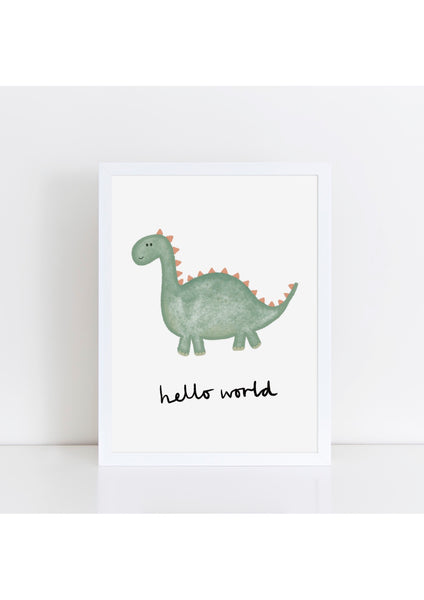 Happy Dinosaur Print - Hello World