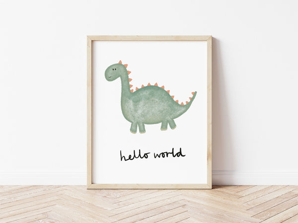 Happy Dinosaur Print - Hello World
