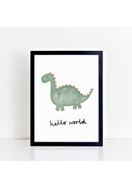 Happy Dinosaur Print - Hello World