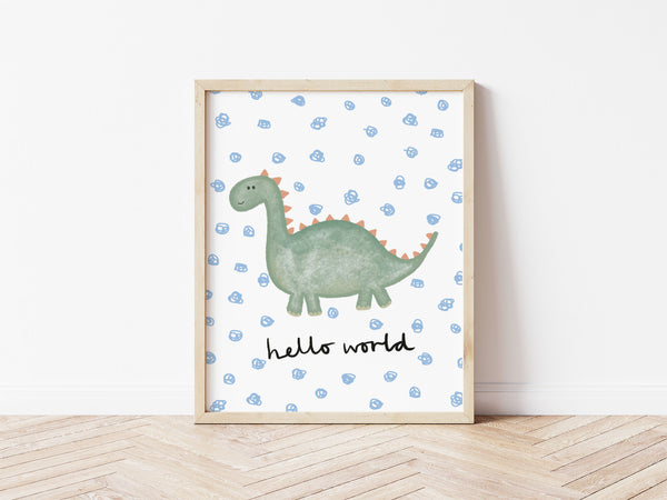 Happy Dinosaur Print - Spotty Hello World