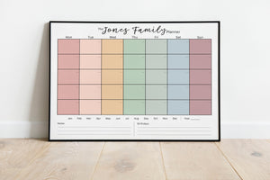 Family Monthly Planner in Muted Tones- personalised