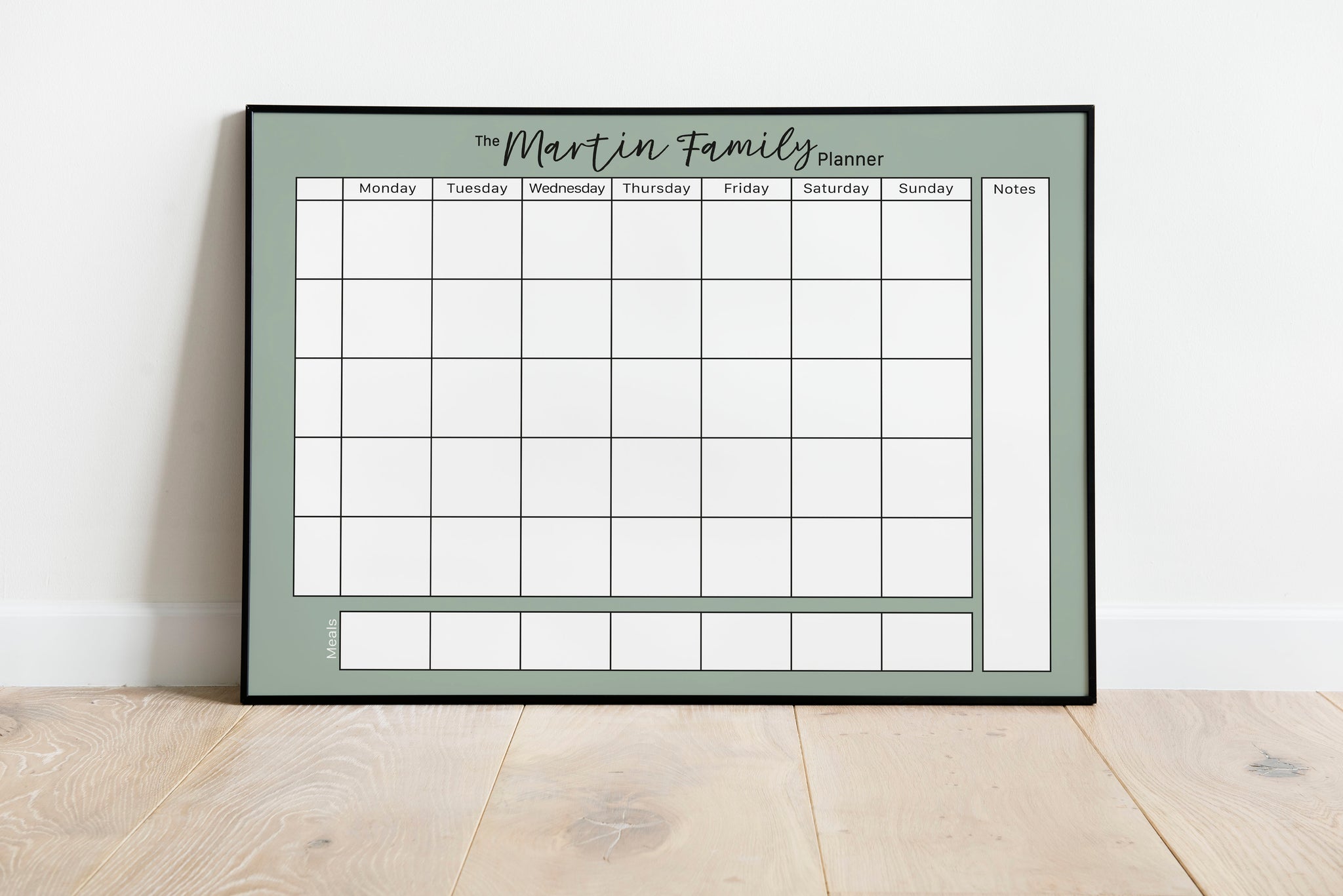Weekly Family Planner in Green Grey - personalised