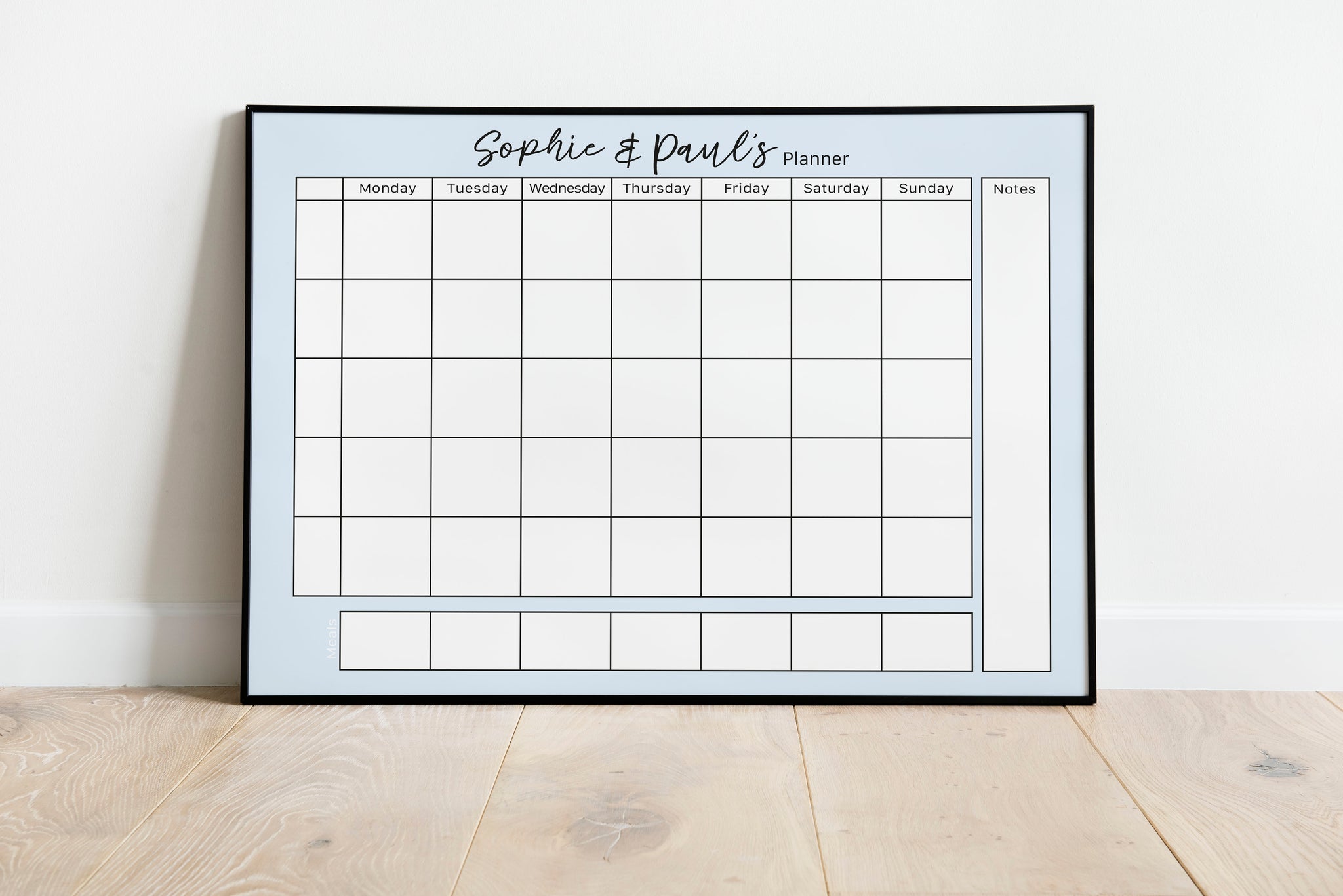 Weekly Family Planner in pastel blue - personalised