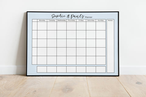 Weekly Family Planner in pastel blue - personalised