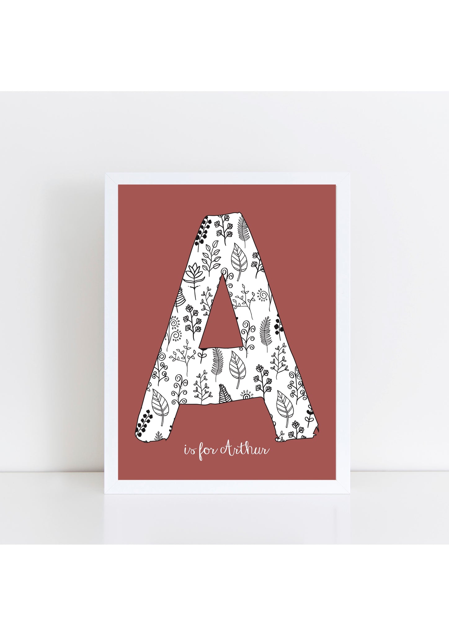 Floral Initial Print - brick background