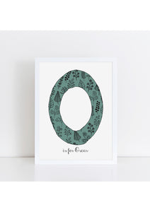 Floral Initial Print - green