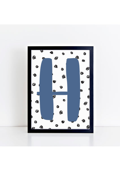 Spotty Background Initial Print - blue