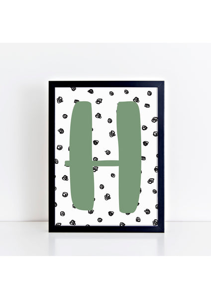 Spotty Background Initial Print - green