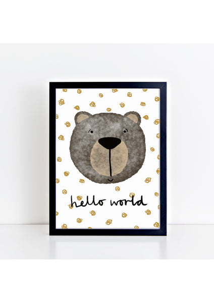 Happy Bear Print - Spotty Hello World