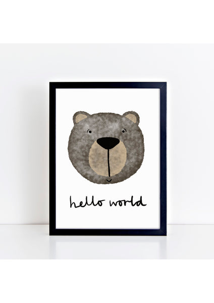 Happy Bear Print - Hello World