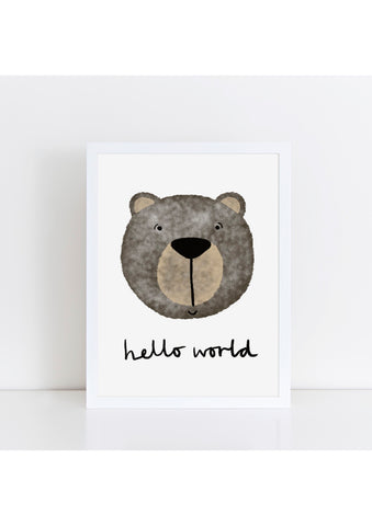 Happy Bear Print - Hello World