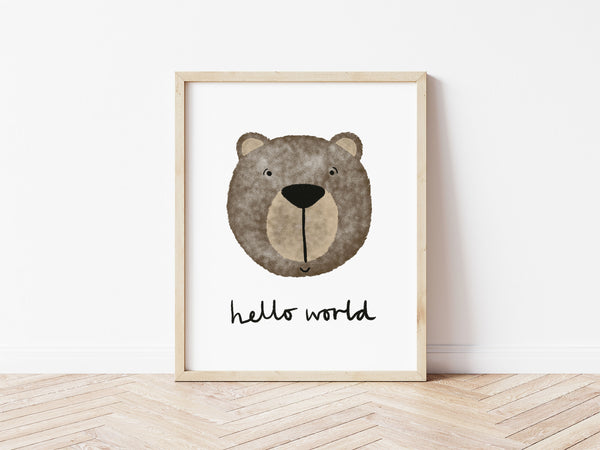 Happy Bear Print - Hello World