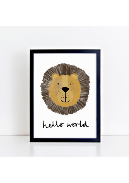 Happy Lion Print - Hello World