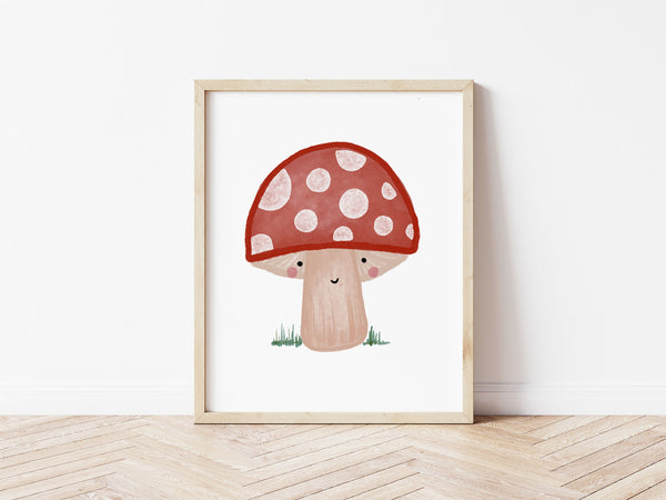 Happy Toadstool Grass Print