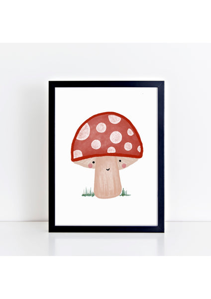 Happy Toadstool Grass Print