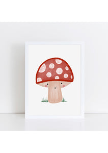 Happy Toadstool Grass Print