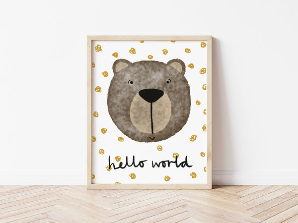 Happy Bear Print - Spotty Hello World