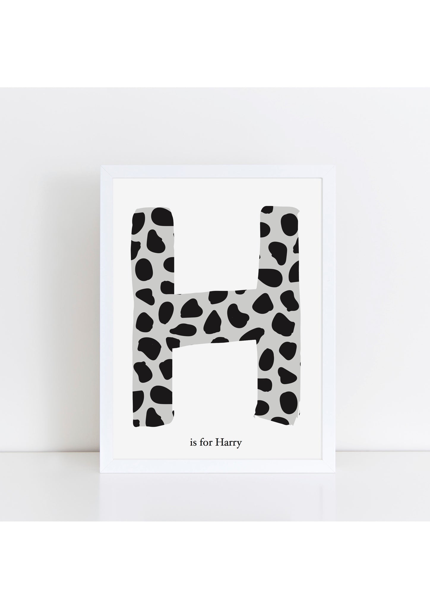 Dalmatian Spot Initial Print - grey