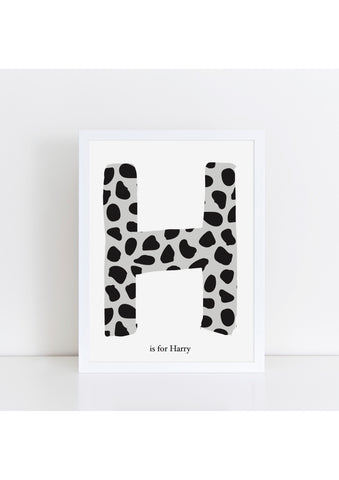 Dalmatian Spot Initial Print - grey