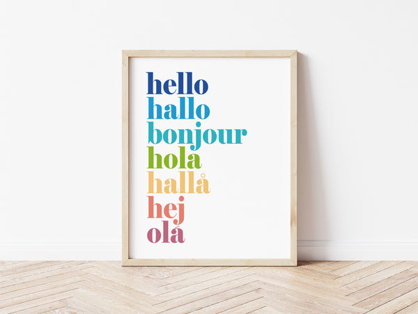 hello hallo Print - alternative rainbow colourway