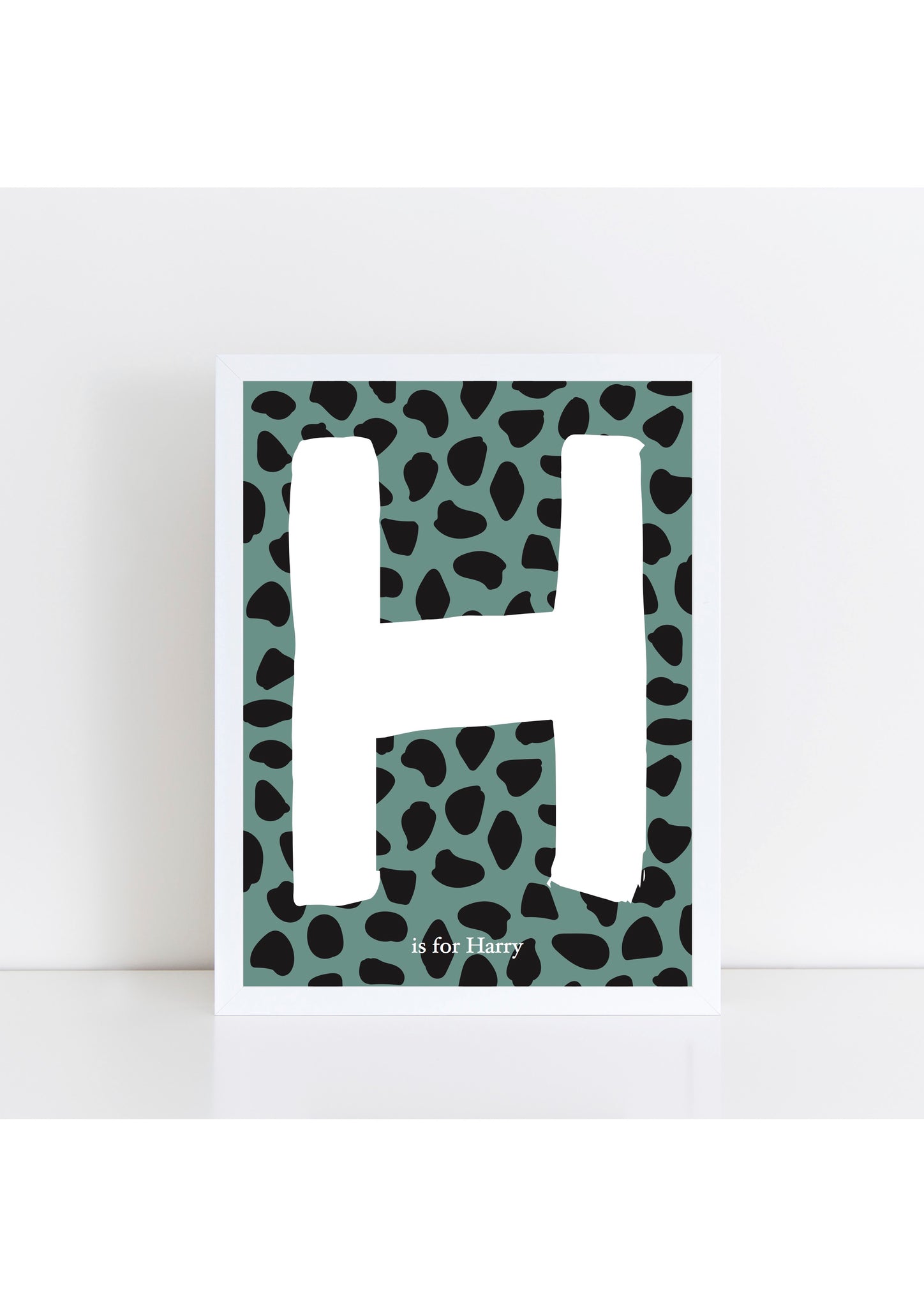 Dalmatian Spot Initial Print - green and black