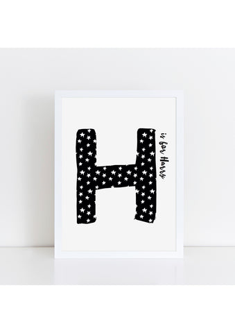 Monochrome Initial Print - stars