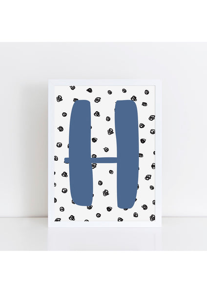 Spotty Background Initial Print - blue
