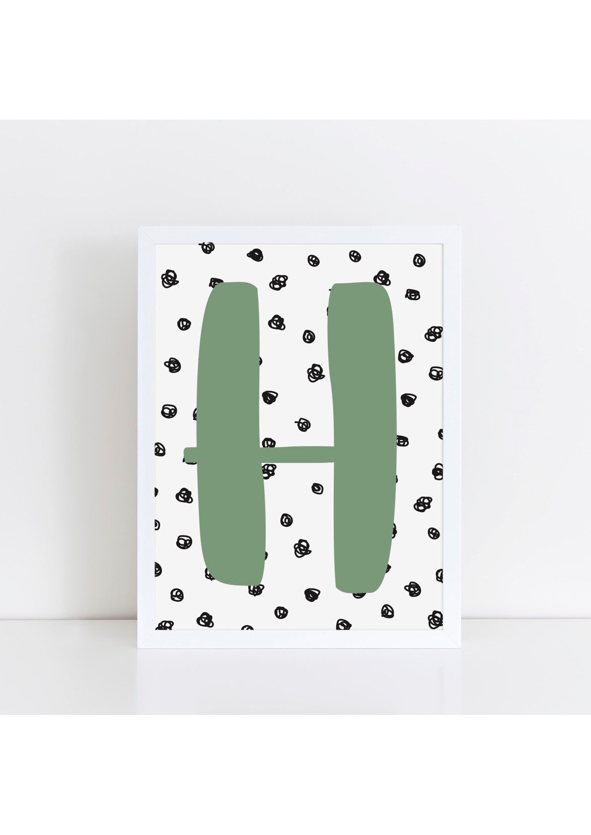 Spotty Background Initial Print - green