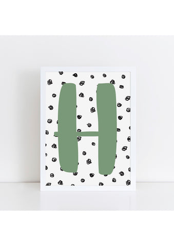 Spotty Background Initial Print - green