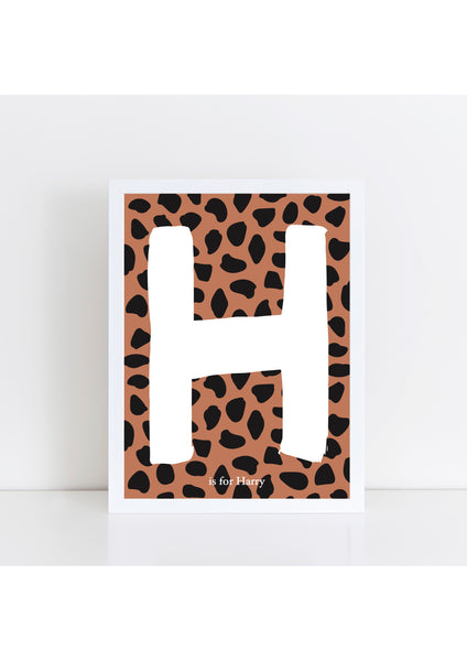 Dalmatian Spot Initial Print - rust/black background