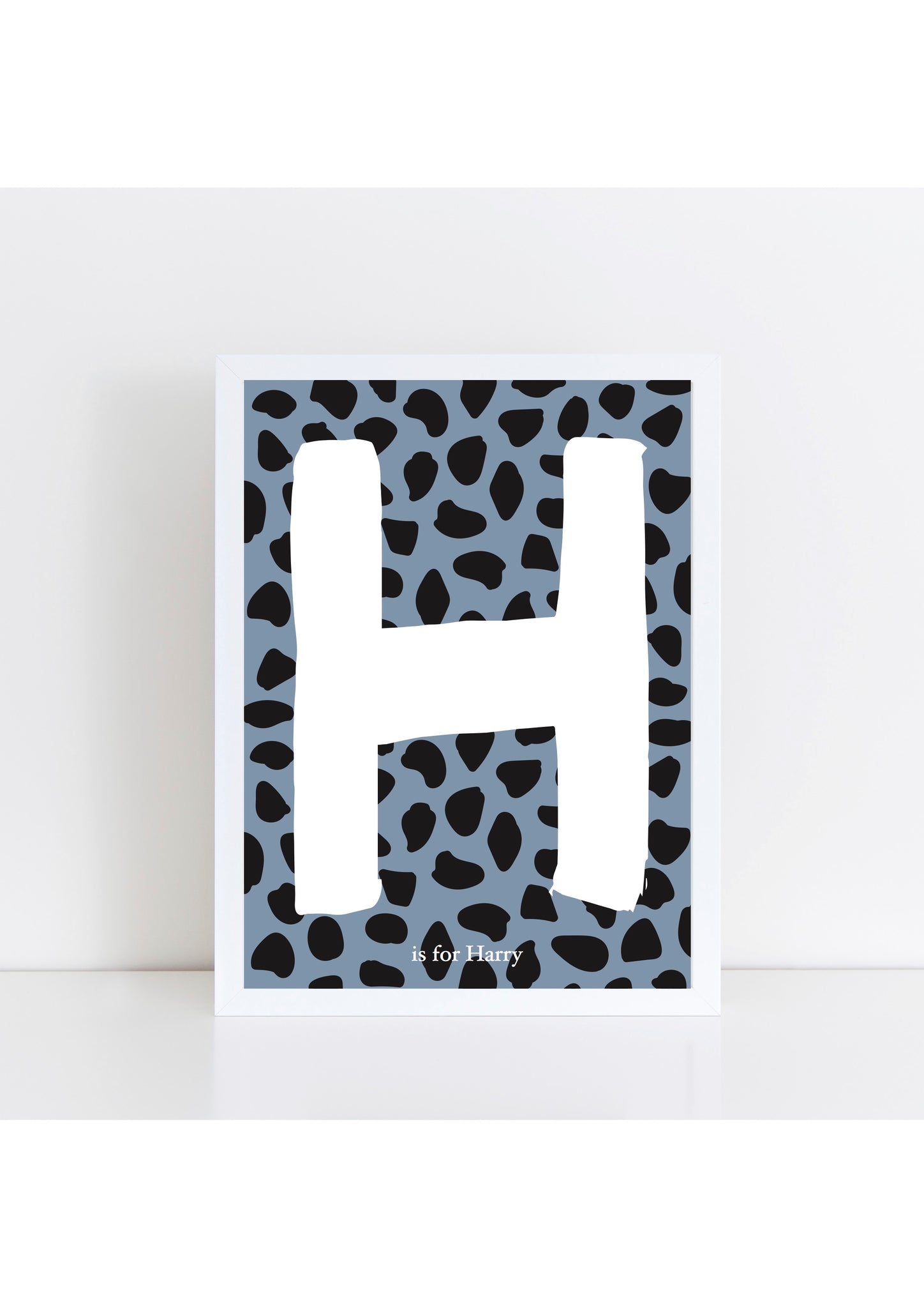 Dalmatian Spot Initial Print - stone and black