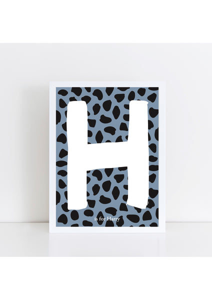 Dalmatian Spot Initial Print - stone and black