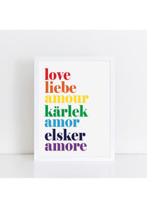 love liebe Print - rainbow