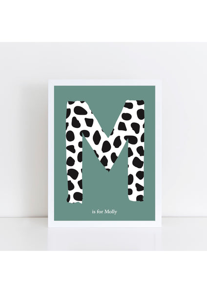 Dalmatian Spot Initial Print - green