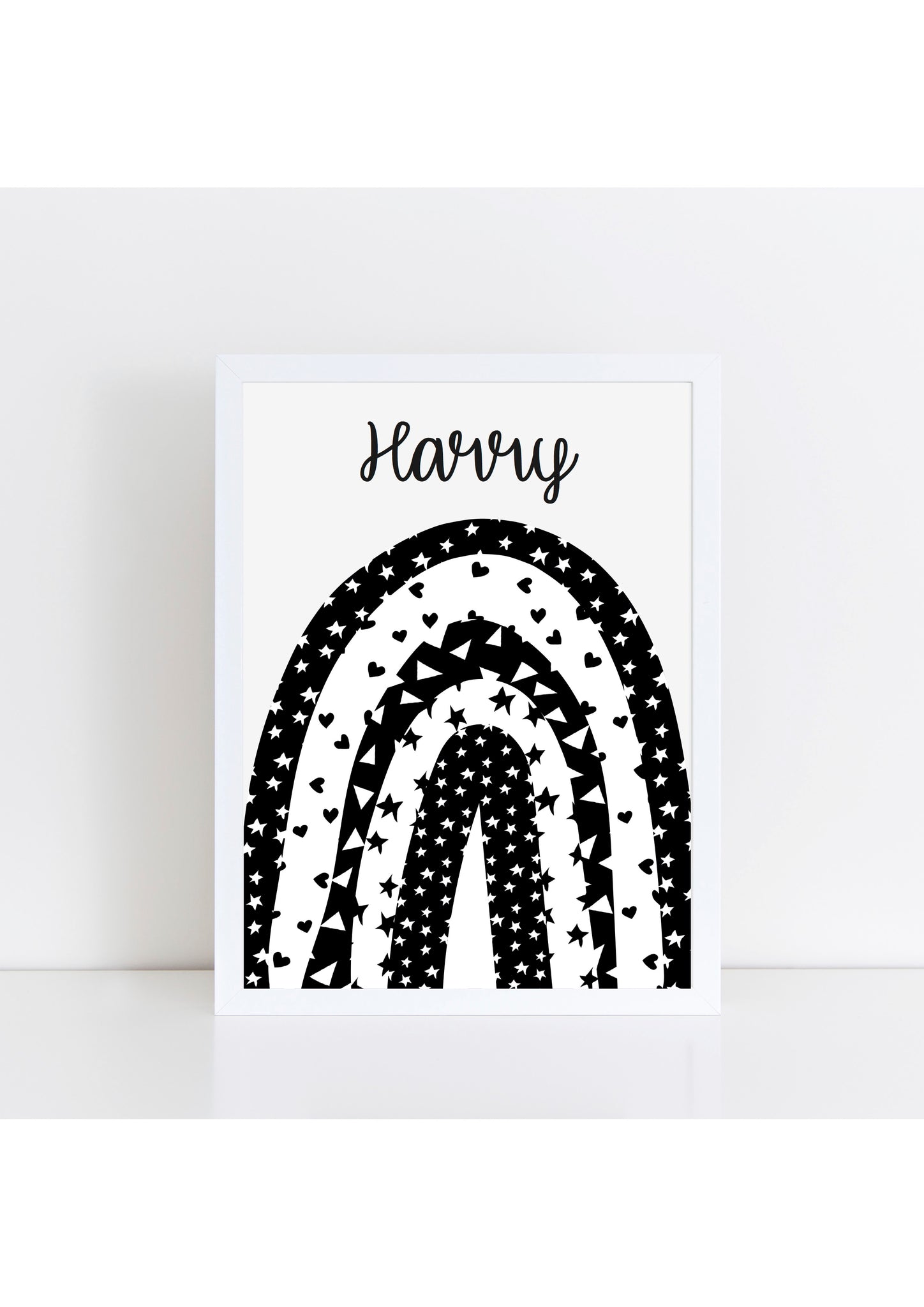 Personalised Rainbow Print - monochrome